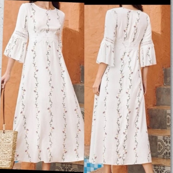 $8~SHEIN White BOHO Dress~NWOT~Size M. $8 WHEN BUNDLED WITH 3 OR MORE - Picture 8 of 11